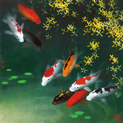 Koi Fish - Carp - Feng Shui Painting by Roselyn Imani