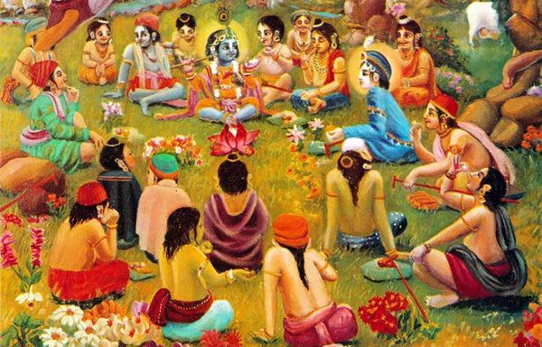 Krishna Enjoying With His Friends - Life Size Posters