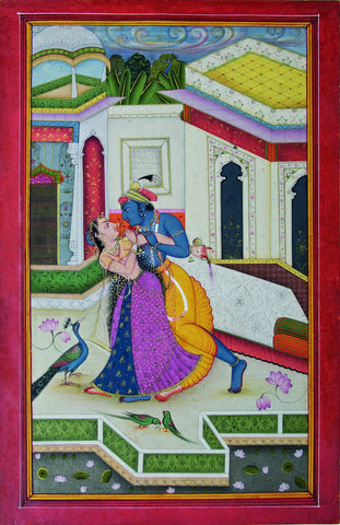 Krishna And Radha - 18Th Century - Vintage Indian Miniature Art Painting - Life Size Posters by Miniature Vintage