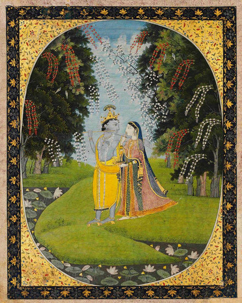 Krishna And Radha - Guler School - 1840 Vintage Indian Painting - Canvas Prints