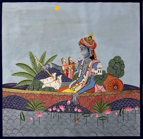 Krishna Darshan - Kirshna Pichwai Painting - Art Prints