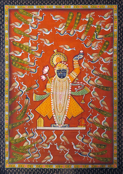 Krishna With Peacocks - Contemporary Pichwai Painting - Posters