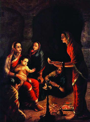 Krishna Drista - Raja Ravi Varma - Indian Painting by Raja Ravi Varma