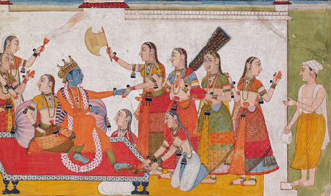 Krishna Welcoming Sudama - Art Prints