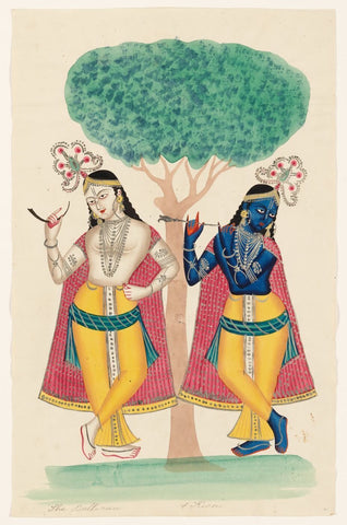 Krishna And Balarama Underneath A Tree - Framed Prints