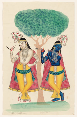 Krishna And Balarama Underneath A Tree - Large Art Prints