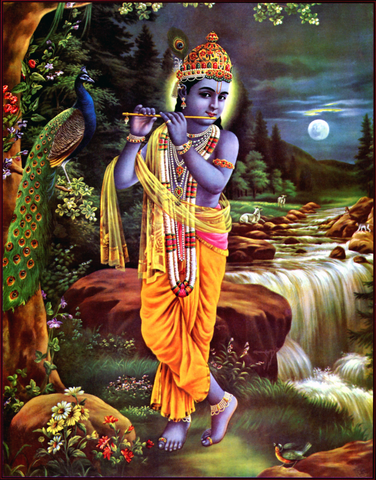 Krishna paintings - Indian Art - Krishna Playing flute 2 - Posters by Dheeraj