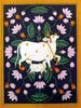 Krishna's Cow With Calf - Contemporary Pichwai Painting - Art Prints