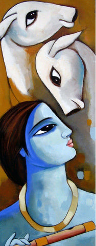 Krishna With Mangala And Pingala - Canvas Prints