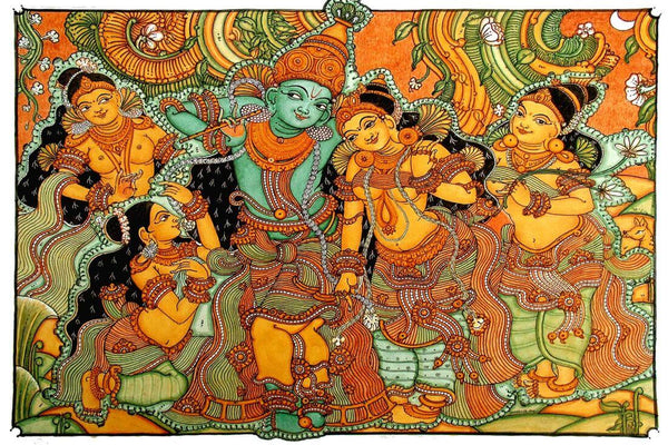 Krishna and Radha - Kerala Mural Painting - Large Art Prints