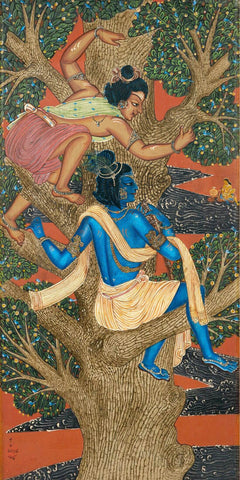 Krishna and Subal First Meeting Radha - Nandalal Bose - Bengal School - Indian Masters Art Painting - Life Size Posters