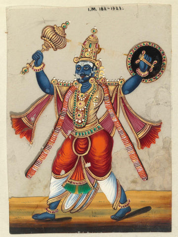 Kumbhakarna - The Brother Of Ravana - Indian Miniature Painting From Ramayana - Vintage Indian Art by Kritanta Vala