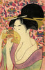Kushi Woman With Comb - Kitagawa Utamaro - Japanese Edo period Ukiyo-e Woodblock Print Art Painting - Framed Prints