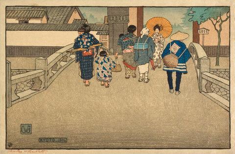 Kyoto, Japan - Charles W Bartlett - Vintage Orientalist Woodblock Painting - Canvas Prints by Charles Bartlett