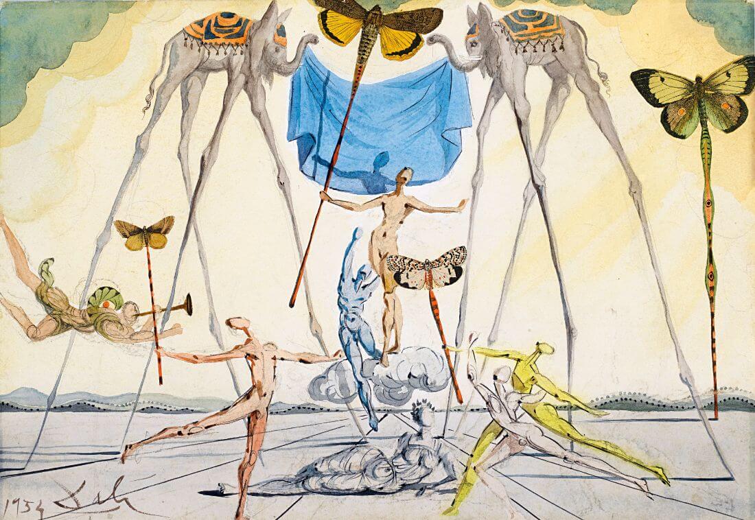 SALVADOR DALI ? Surrealism Art Painting Poster or Canvas Print Butterfly  Ship