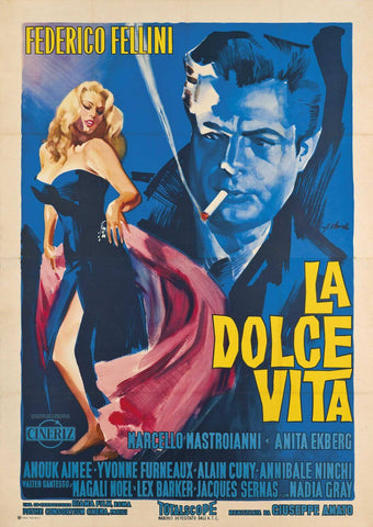 La Dolce Vita - Federico Fellini - Classic Italian Movie Art Poster - Framed Prints