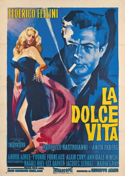 La Dolce Vita - Federico Fellini - Classic Italian Movie Art Poster - Life Size Posters