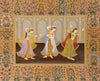 Ladies Engaged In Dance - Vintage Indian Miniature Art Painting - Framed Prints