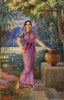 Lady In A Garden - S L Haldankar - Indian Masterpiece Painting - Framed Prints