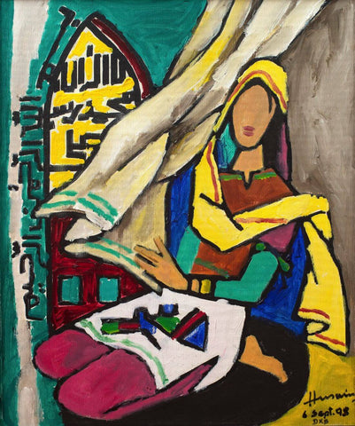 Lady In Prayer - Maqbool Fida Husain – Painting - Canvas Prints
