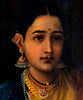 Lady Playing The Swarbat (Jewellery Detail) - Raja Ravi Varma Painting - Framed Prints