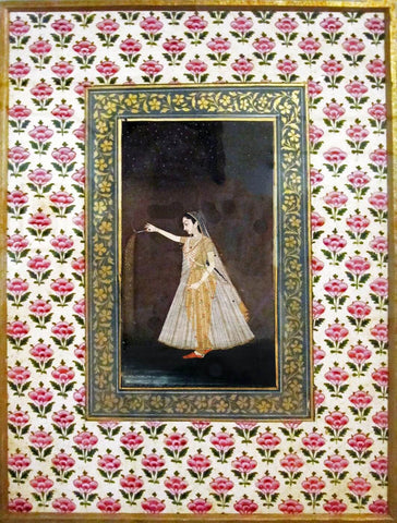 Lady Holding A Sparkler - ShahJahan c1660 - Vintage Indian Art Painting - Life Size Posters