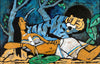 Lady With Tiger - M F Husain - Framed Prints