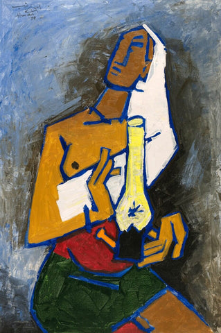 Lady With Lamp by M F Husain