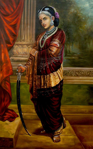 Lakshmi Bai - Rani Of Jhansi - Maharaj Jagat Singh Of Udaipur - Indian Miniature Art Royalty Painting - Large Art Prints by Tallenge