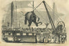 Landing an elephant from shipboard at Calcutta - Harpers Weekly 1858 - Engraving - Large Art Prints
