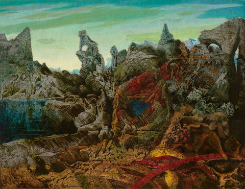 Landscape With Lake And Chimeras (Paysage Avec Lac Et Chimeras) - Max Ernst Painting - Framed Prints