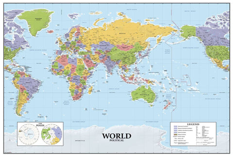 Large Political Map Of The World - Major Cities - Posters