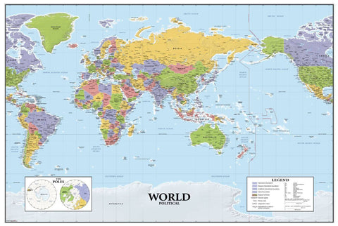 Large Political Map Of The World - Major Cities - Large Art Prints