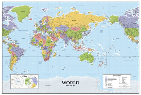 Large Political Map Of The World - Major Cities by Tallenge