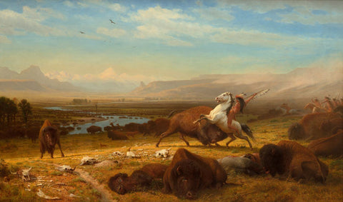 Last Of The Buffalo - Albert Bierstadt - Western American Indian Art Painting - Canvas Prints