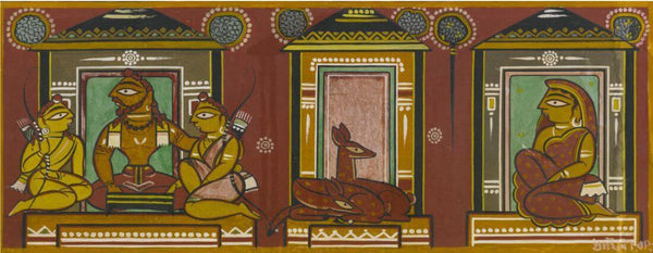 Jamini Roy - Lava and Kusha with Valmiki and Sita - Canvas Prints