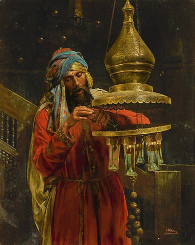 Lighting The Lamp - Orientalist Art Painting - Canvas Prints