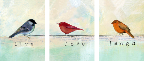 Live, Love & Laugh Triptych - Art Panels by Christopher Noel