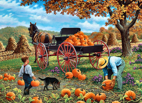 Loading Pumpkins in a Kart - Posters by Sina Irani