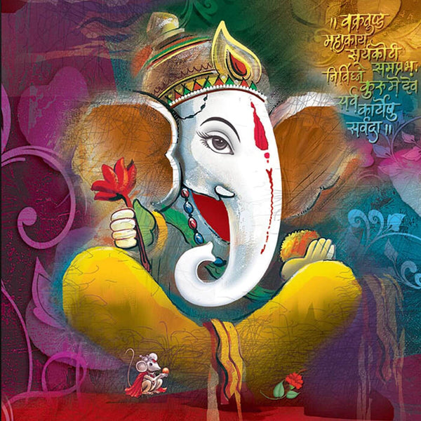 Lord Ganesha - Modern Indian Painting - Canvas Prints
