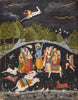 Lord Krishna Lifting Mount Govardhan -  Rajasthan, North India, 19th Century - Vintage Indian Miniature Art Painting - Canvas Prints