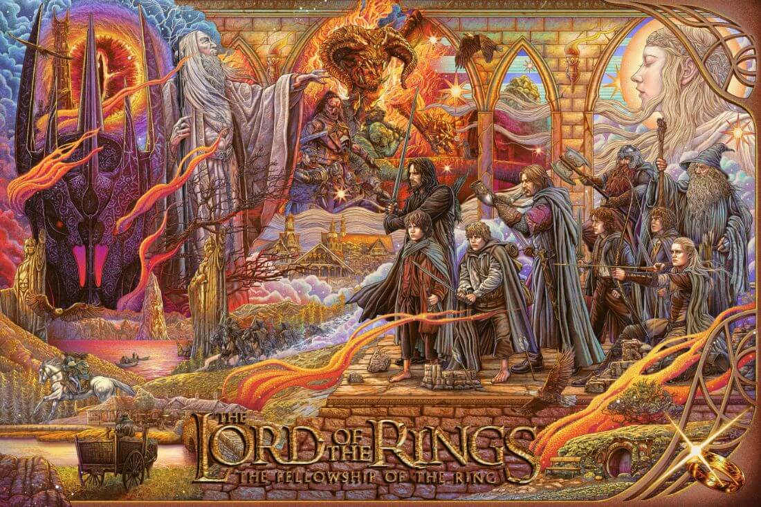 Vintage Lord of the Rings Art poster by James Cauty 1988 Tapestry by  Erlaucht Store - Fine Art America