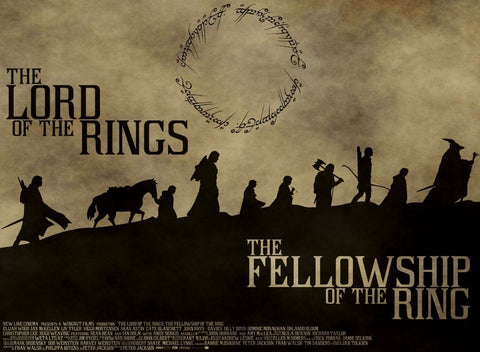 Lord Of The Rings - Fellowship Of The Ring - Hollywood Movie Graphic Art  Poster - Canvas Prints by Jerry