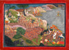 Lord Ram Receives Vibhishan From Lanka - Indian Vintage Miniature Ramayan Painting - Framed Prints