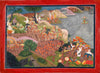 Lord Ram Receives Vibhishan From Lanka - Indian Vintage Miniature Ramayan Painting - Life Size Posters