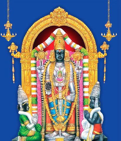 Lord Uppiliappan (Oppiliappan Vishnu) - Indian Religious Art Painting - Canvas Prints