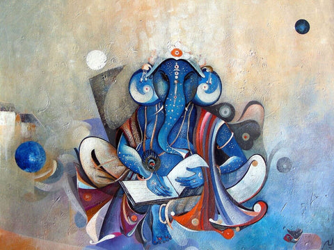 Lord Ganapati Modern Ganesha Painting - Posters