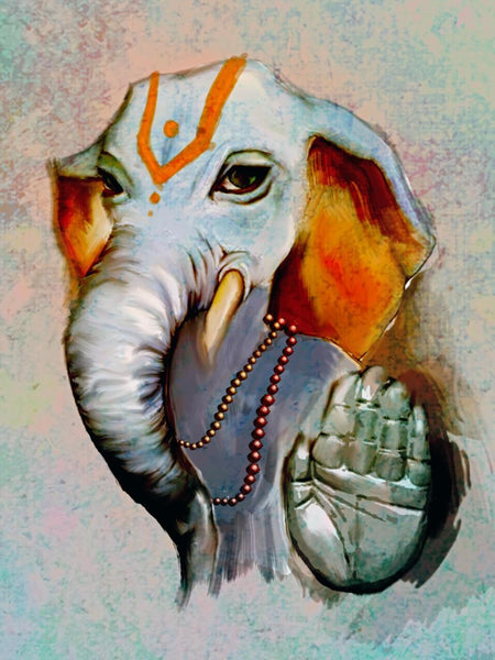 Lord Ganesha Blessing Contemporary Ganapati Painting - Framed Prints
