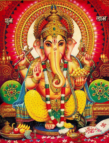 Lord Ganpati - Shubh Labh - Traditional Indian Ganesha Painting - Life Size Posters by Raghuraman