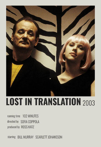 Lost In Translation - Scarlett Johansson and Bill Murray - Hollywood Movie Fan Art Poster - Art Prints by Movie